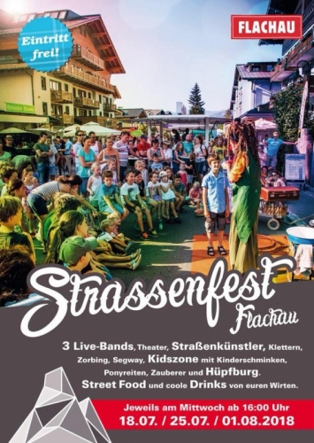 FLAUCHAU Strassefest mit 3 Live Bands mit Hupfburg coole Drinks Heute 1.8. ab 16h wer geh mit